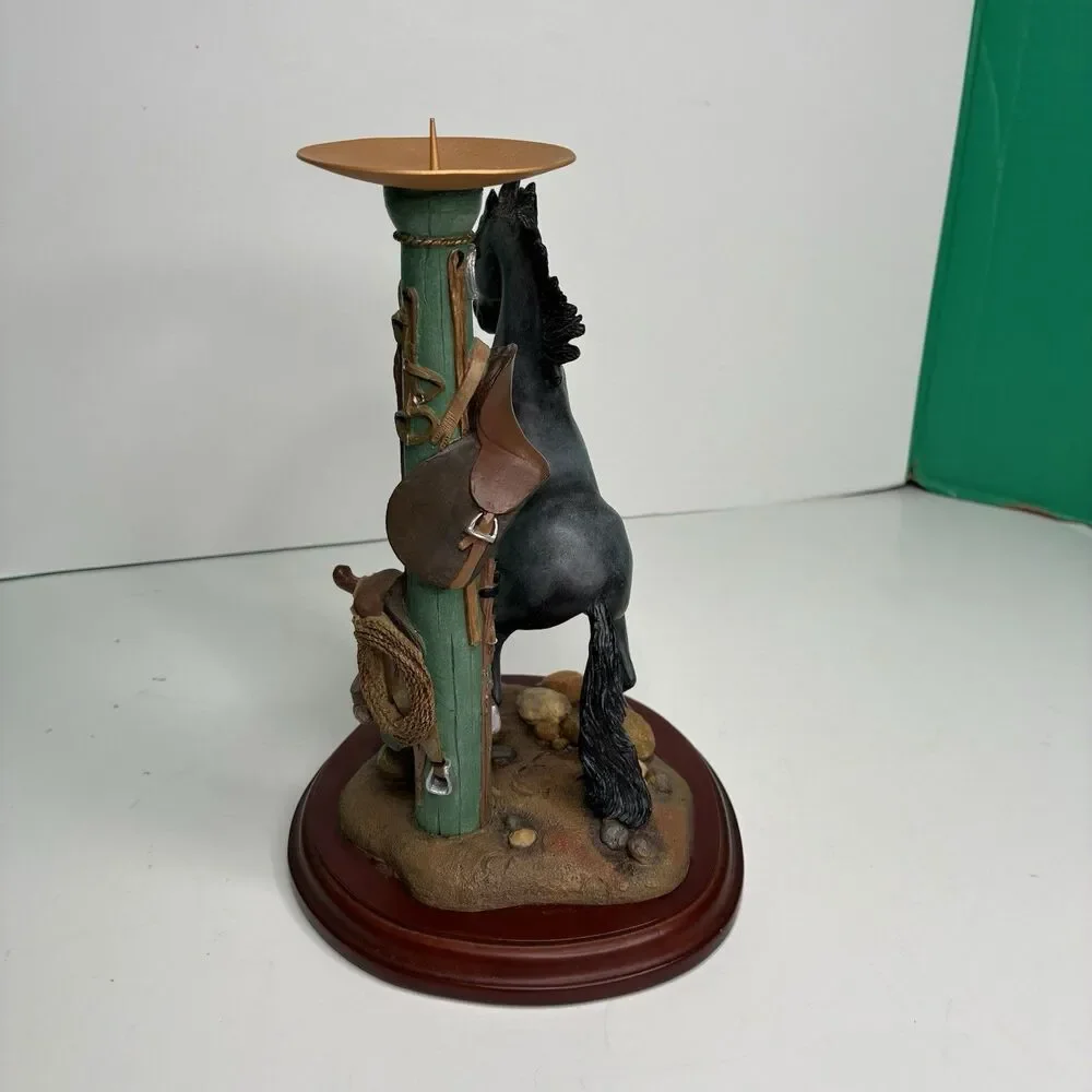 Danbury Mint Noble Black Stallion Candlestick Holder By Gianni Benveuti